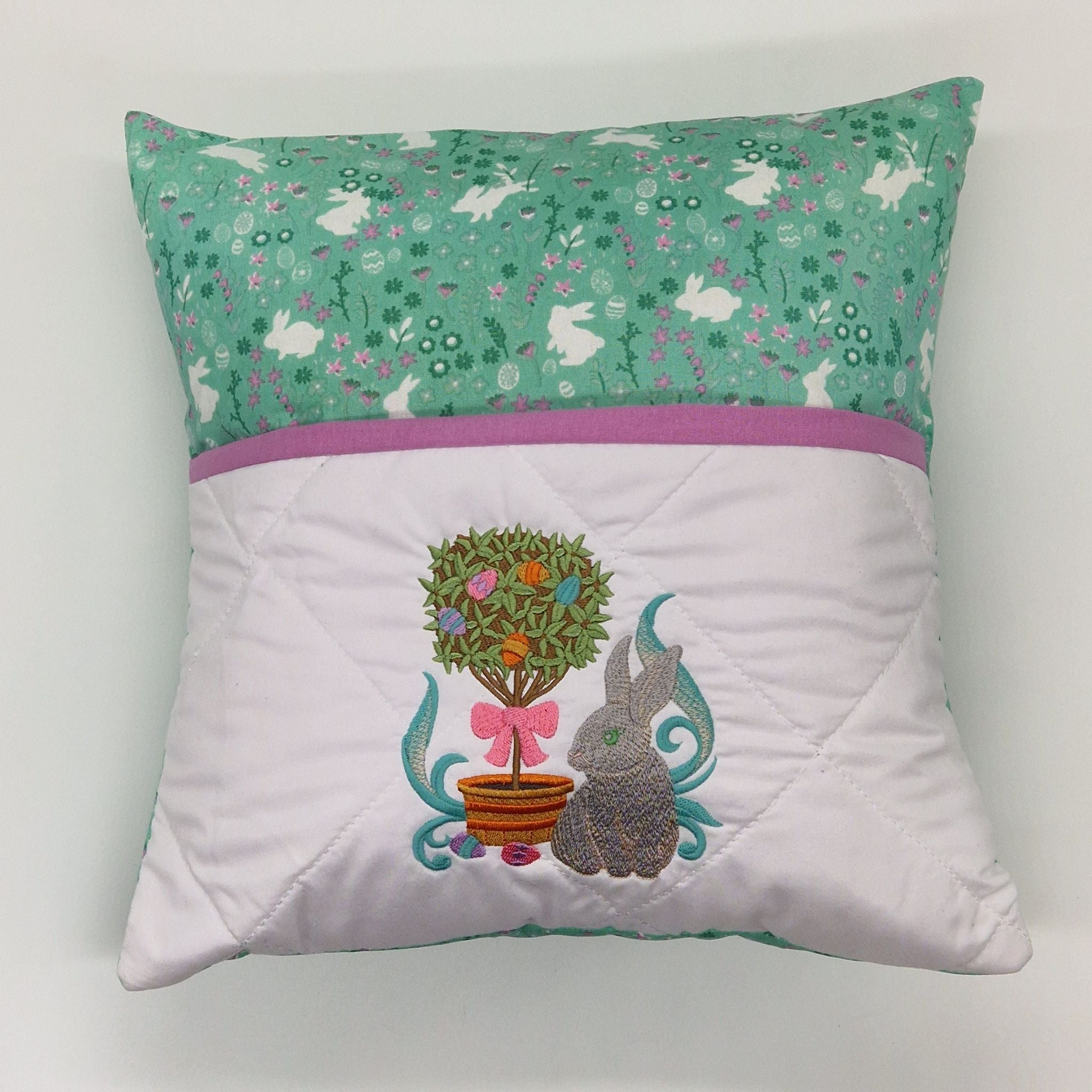 Reading Cushion - Rabbit With Tree In Green