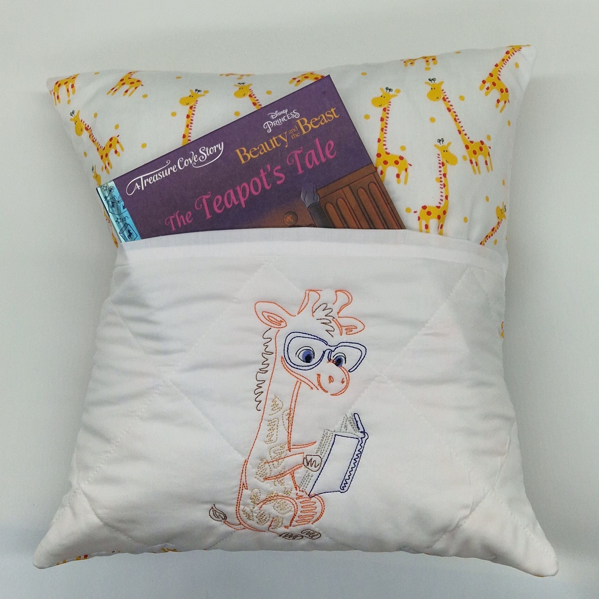 Book Cushion - Giraffe Reading