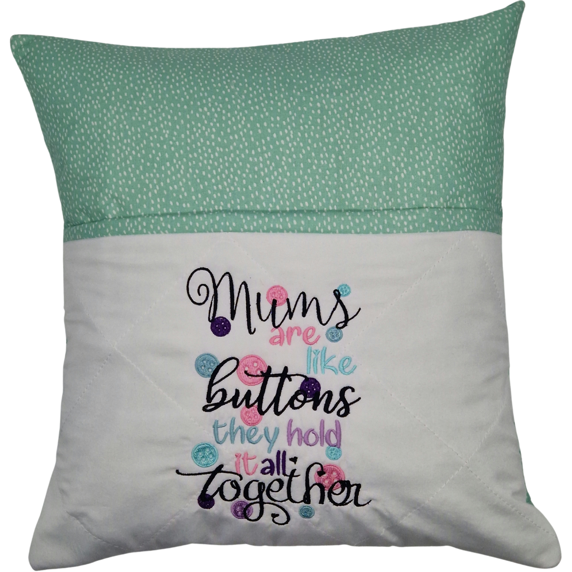 Reading Cushion - Mums Are Like Buttons Green