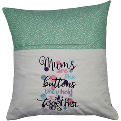 Reading Cushion - Mums Are Like Buttons Green