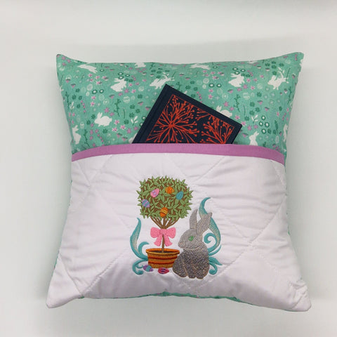 Reading Cushion - Rabbit With Tree In Green