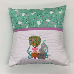 Reading Cushion - Rabbit With Tree In Green