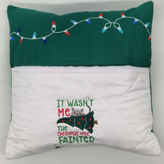 Book Cushion - Christmas Tree Cat Green