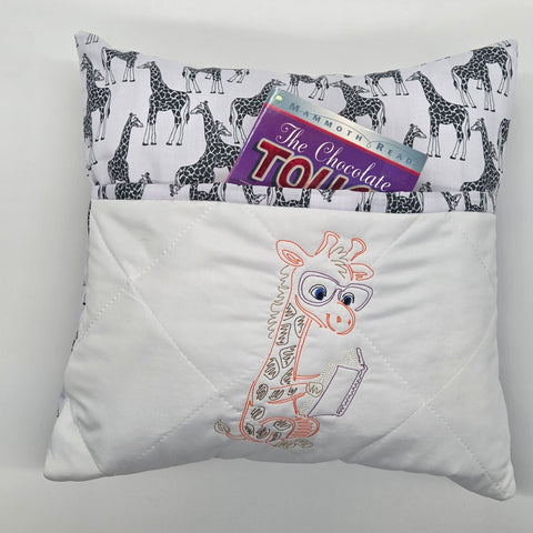 Book Cushion - Giraffe Reading