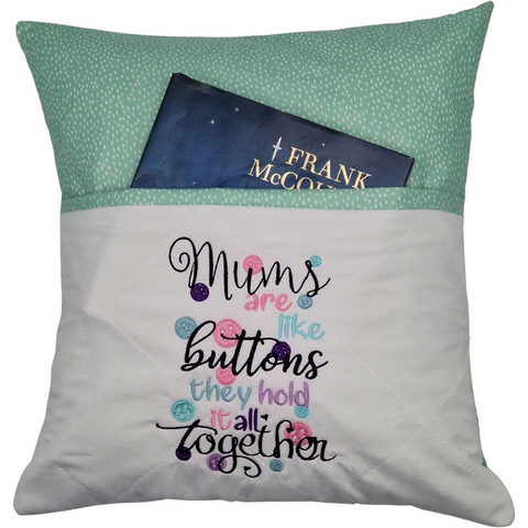 Reading Cushion - Mums Are Like Buttons Green